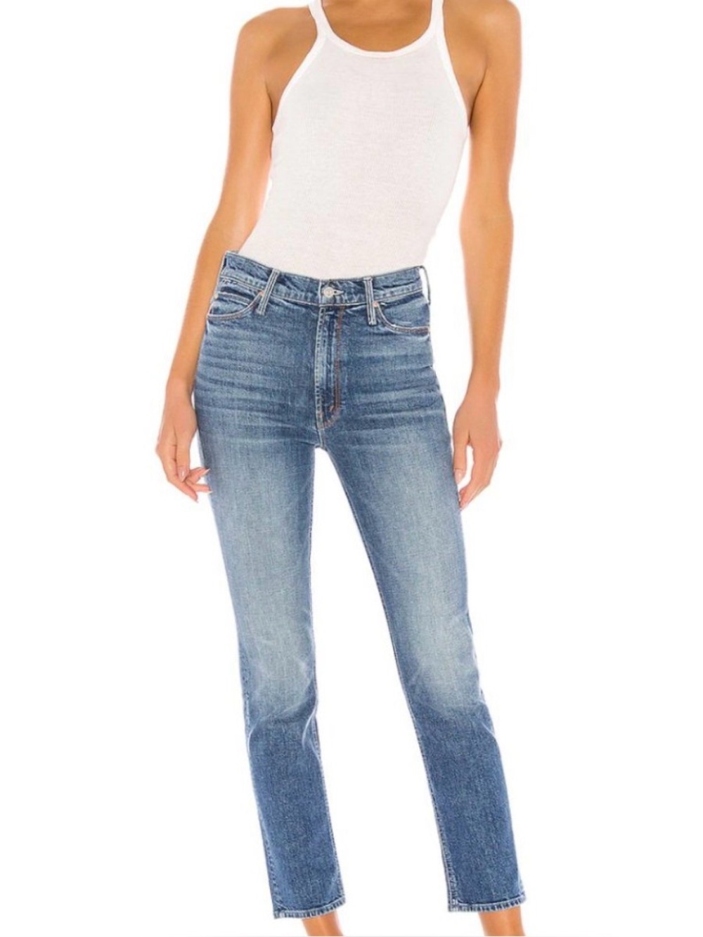 MOTHER Light Blue High-Rise Straight Jeans